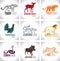 Vector set of animals logo emblems labels