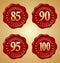 Vector Set of Anniversary Red Wax Seal 85th, 90th, 95th, 100th