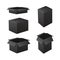 VECTOR Set of Back Boxes: Packaging Icons, Black Open and Closed Containers.