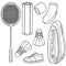 Vector set of badminton equipment