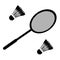 Vector set of badminton racket and shuttles
