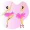 Vector set- ballerina in a pink tutu and pointe shoes. Dancers in pose. Ballet. female heroine performing classical
