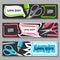 Vector set of Banners with colorful Markers