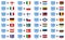 Vector Set of banners with flags to illustrate the sporting rivalry between Greece and European countries