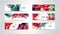 Vector Set of banners with polygonal geometric background, facet, low poly, traingles headers
