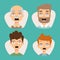 Vector set beautiful emoticons face of people fear shock surprise avatars characters illustration