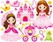 Vector Set of Beautiful Princesses and Fairytale Elements