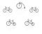 Vector set of bicycle silhouettes on a white background.