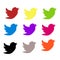 vector set of birds in assorted colors - colorful twitter logos