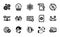 Vector set of Bitcoin system, Reject certificate and Chemistry atom icons simple set. Vector