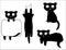 Vector set of black cats peeking,lying ans sitting