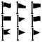 Vector Set of Black Color Flags on Steel Flagpoles