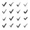 Vector set of black confirm check box icons.