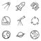 Vector Set of Black Doodle Space Icons