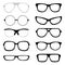 Vector Set of Black Glasses Silhouettes