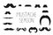Vector set of black moustache isolated on white background