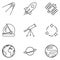 Vector Set of Black Outline Space Icons.