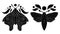 Vector set of black silhouette of sacred mothes with moons. Collection of monochrome outline butterflies clipart. Tracery picture