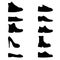 Vector Set of Black Silhouette Shoes