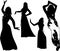 Vector set of black silhouettes of girls in dress