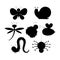 Vector set of black silhouettes of insects