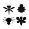 Vector set of black silhouettes of insects