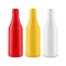 Vector Set of Blank Plastic White Red Yellow Mayonnaise Mustard Ketchup Bottle for Branding without label Isolated on