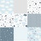 Vector set blue, cute seamless patterns for weather design