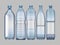 Vector set of blue transparent plastic bottle