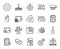 Vector set of Bombon coffee, Recycle and Present delivery line icons set. Vector