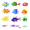 Vector set of bright fish isolated on the white