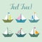 Vector set with bright ships. Childish elements.