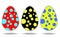 Vector set of bright spotted variegated Easter eggs on white background