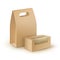 Vector Set of Brown Blank Cardboard Rectangle Take Away Handle Lunch Boxes Packaging For Sandwich, Food, Other Products