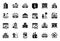 Vector Set of Buildings icons related to Skyscraper buildings, Lighthouse and Marketplace. Vector