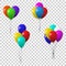 Vector set of bunches and groups of colorful party balloons. on transparent background.