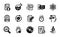 Vector set of Bureaucracy, Chemistry lab and Checked calculation icons simple set. Vector