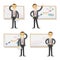 Vector set of businessmen on the background of the graph.