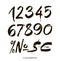 Vector set of calligraphic acrylic or ink numbers
