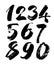 Vector set of calligraphic acrylic or ink numbers, brush lettering
