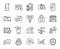 Vector set of Cardio training, Decreasing graph and Startup line icons set. Vector