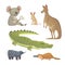 Vector Set Of Cartoon Australian Animals Isolated. The fauna of Australia illustration.