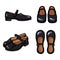 Vector Set of Cartoon Black Leather Women Clasp Shoes