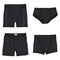 Vector Set of Cartoon Black Mens Pants. Male Underwear