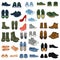 Vector Set of Cartoon Color Shoes Items