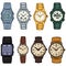 Vector Set of Cartoon Color Wrist Watches