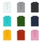Vector Set of Cartoon Folded Polo Shirts. Color Variations.