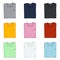 Vector Set of Cartoon Folded T-Shirts. Color Variations.