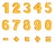 Vector Set of Cartoon Gold Figures and Mathematical Signs.