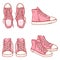 Vector Set of Cartoon High Pink Gumshoes